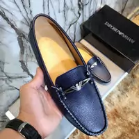 armani zapatos derbies classiques litchi leather blue